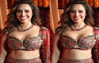 Stunnig desirable babe nushrat sexy in desi attire at diwali Bash