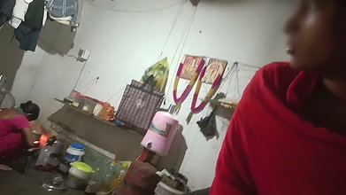 Stepsister performed a handjob for the first time in front of stepmom, displayed big tits and sucked cock in Hindi audio