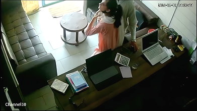 Fucking in office captured on CCTV